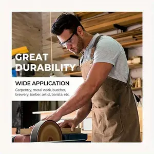 【FaddishDeal】Multi-pocket canvas work apron, tool front with adjustable cross back strap, practicaltool for gardening.