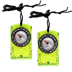 2Counts/Set Military Grade Precision Compass for Hiking Camping Survival Waterproof Shockproof Navigation Tool Lightweight Portable Outdoor Adventure Map Reading Orienteering Equipment for Scouts Explorers Travelers