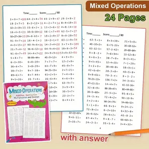 Grade 3 Math Practice Book, Addition Subtraction Multiplication Division, Answer Key Included, 8-9 Year Olds Arithmetic, Colorful Illustrations, School Supplies, Learning Materials