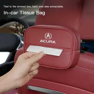 Car Tissue Box Holder Nappa Leather Car Center Console Armrest Napkin Box Sun Visor Backseat Tissue Case with For Acura ADX RDX ZDX Integra NSX MDX TLX CDX ILX RLX TL RL