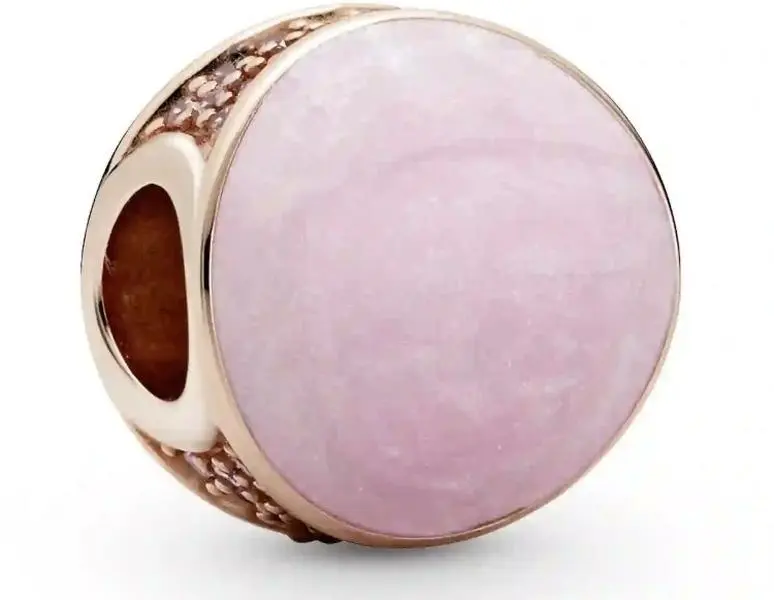 PANDORA Pink Swirl PANDORA Rose Charm 789306C01, Convex Shape, Enamel Finish, Hand-Applied Pearlescent Enamel, Elegant Uniform Look, Hand-Finished