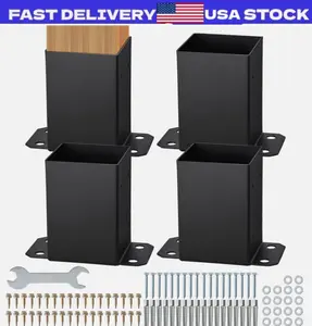 VEVOR 4 Pack 4x4 Post Base Brackets Heavy Duty Wood Post Fence Post Anchor