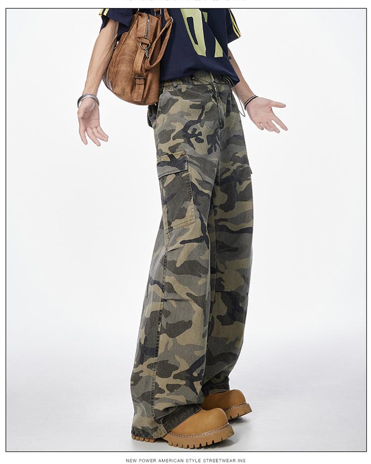 Camouflage Pants Unisex, Spring and Autumn Cotton Straight Loose Large Size Work Pants, Trendy Versatile Wide Leg Casual Long Pants Slimming