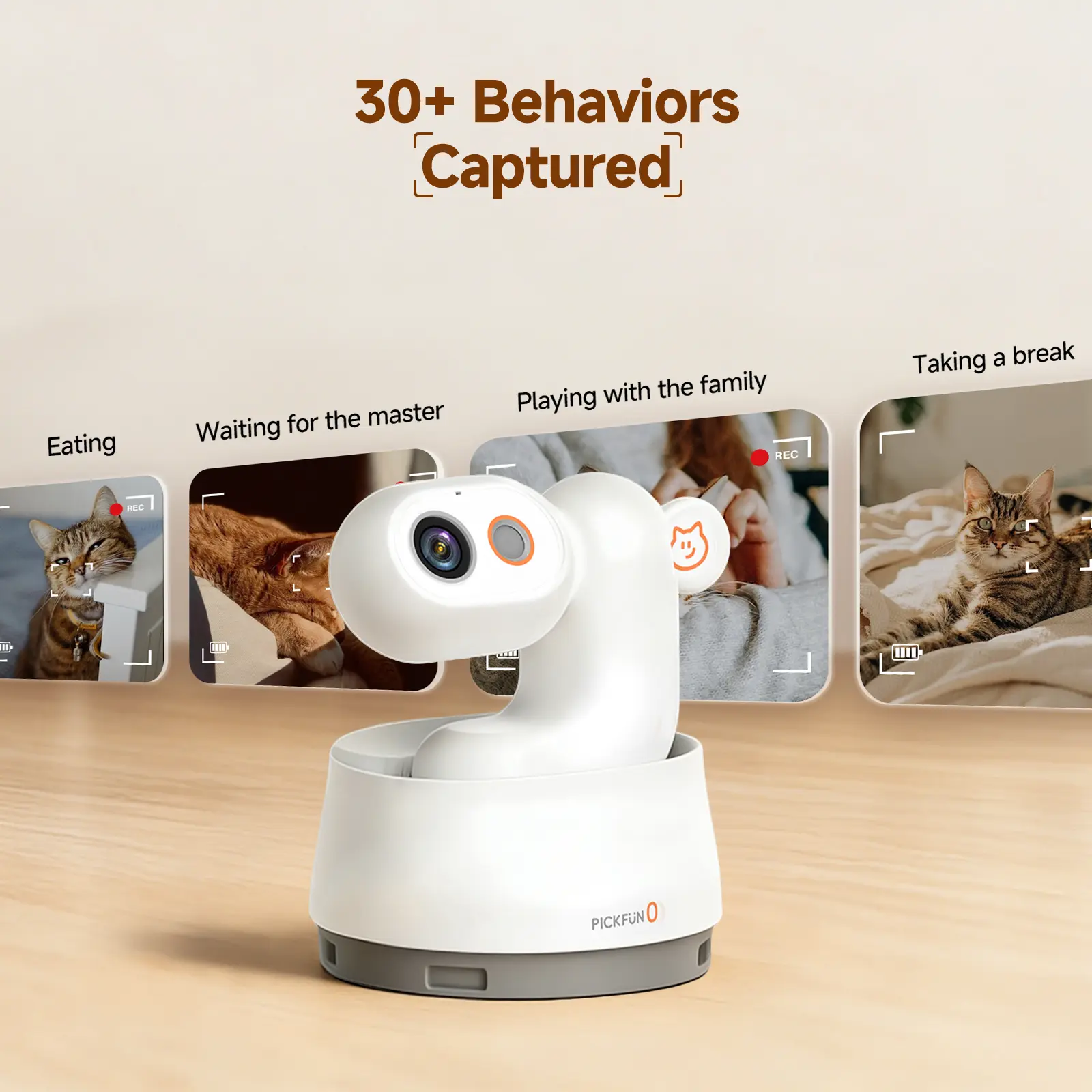 PICKFUN P0 AI Pet Companion Camera Robot, 360° Auto Patrol, Treat Toss, 2-Way Talk, Night Vision, App Control for Cats & Dogs, Single Unit