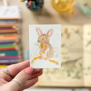 Little Harvest Bunny – Original ACEO Painting (Batch 010 #6)