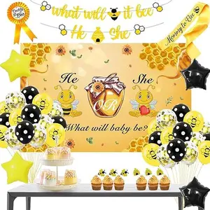 Bee Balloon Garland Arch Kit, Gender Reveal Party Supplies, Baby Shower Decorations, Yellow White and Black Balloons for Bee Birthday Party Decorations