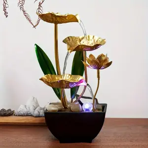 3-layer Indoor Desktop Fountain - USB Powered Metal Relaxing Waterfall for Living Room Office Bedroom Decoration Flowing Water Landscape TV Cabinet Decor