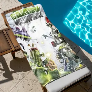 1 piece Plants vs. Zombies: Garden Warfare Game Cover themed beach towel - Oversized comfortable flannel sofa blanket, suitable for beds and sofas, all-season use, modern design, digitally printed pattern, 100% polyester material, machine washable