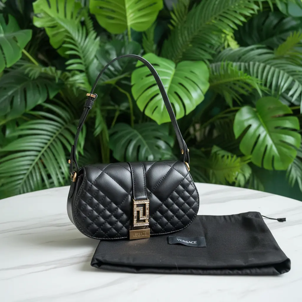 Pre-owned VERSACE Leather Crossbody Bags Quilted Mini Greca Bag New