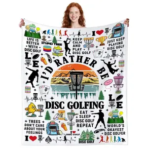 1pc Fun disc golf blanket accessories for men and women, unique frisbee golf ball throwing blankets, disc golf gifts, birthday gifts for disc golf enthusiasts and players, flannel blankets.