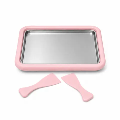 Stainless Steel Rectangular Rolled Ice Cream Maker - 10.4x8.5 in Thick Frozen Chill Plate, Easy-to-Use Kitchenware Utensil for Home DIY Parent-Child Fun Activities