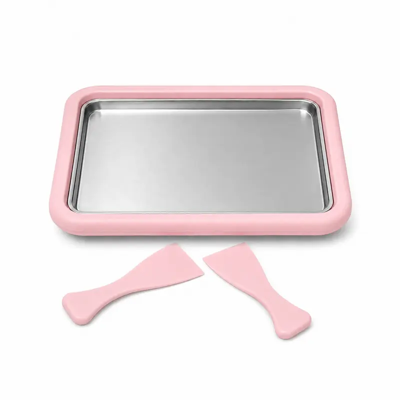 Stainless Steel Rectangular Rolled Ice Cream Maker - 10.4x8.5 in Thick Frozen Chill Plate, Easy-to-Use Kitchenware Utensil for Home DIY Parent-Child Fun Activities