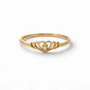 Double Heart Zirconia Ring