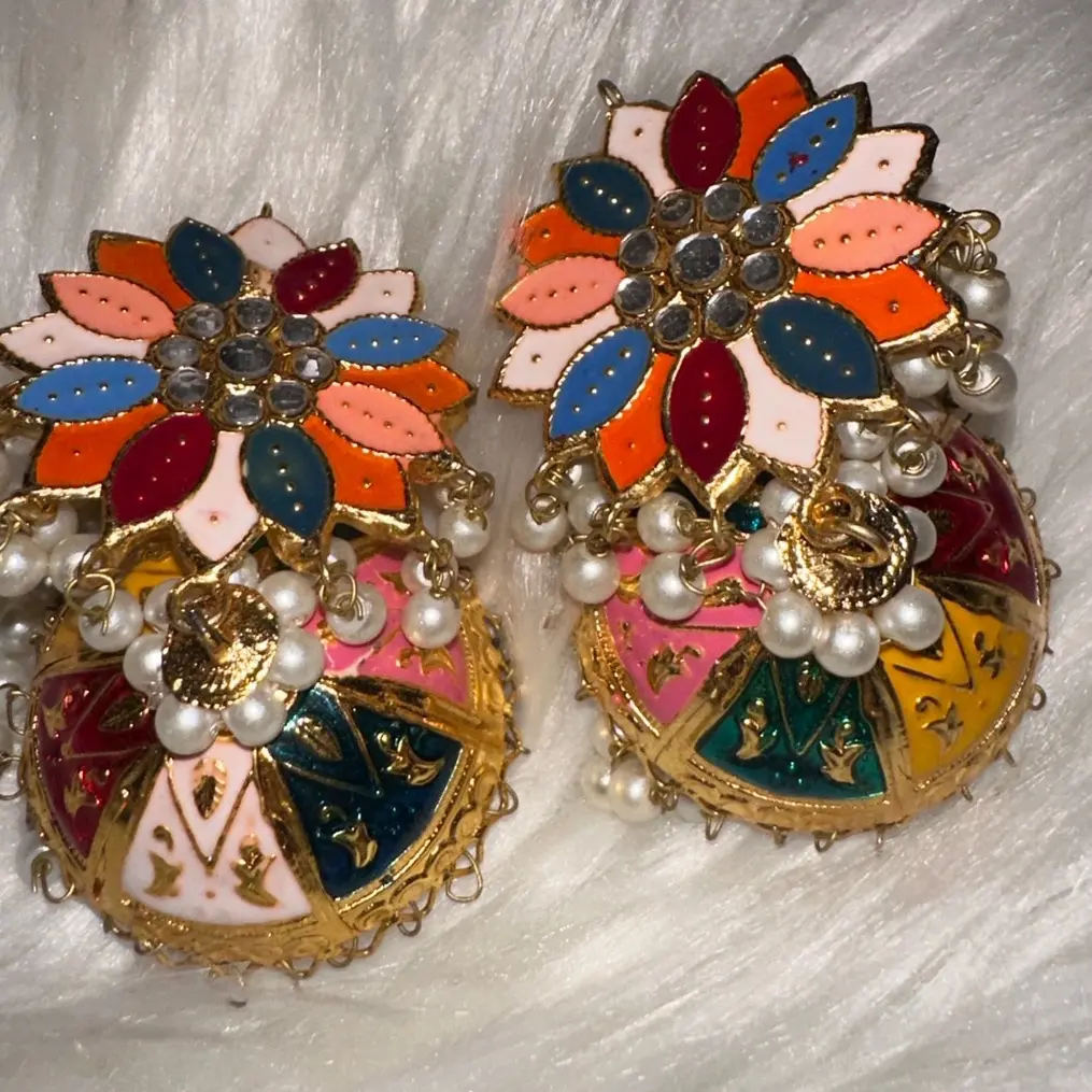 Multicolor Jhumkas/ earings Female Female Male Metal Coating Ethnic Ethnic