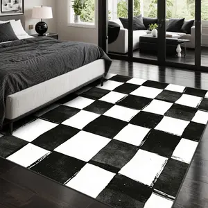 Soft and comfortable printed carpet, home decorative carpet, large living room carpet, entrance mat, bedroom carpet, bedside rug, Checkered rug, suitable for various scenarios such as shopping malls, cafes