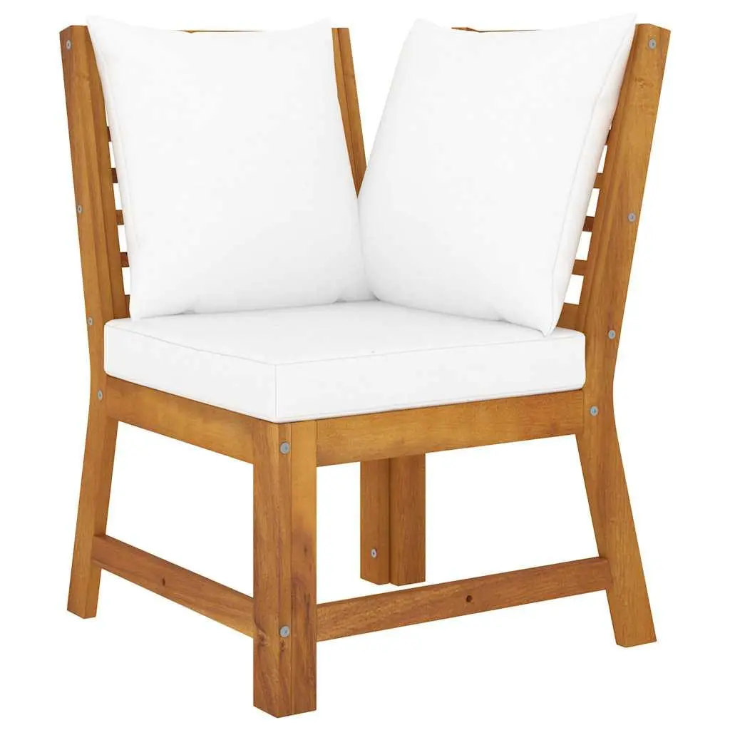 vidaXL Sectional Corner Sofa, Sectional Sofa with Cushions, Modular Seat with Tea Table, Outdoor Furniture Set for Garden, Rustic, Solid Acacia Wood 311840