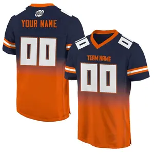 Personalized Team Name & Number Football Jersey For Adult , Custom Football Shirt For American Football Fan, Gradient Navy Orange Jersey ZRH