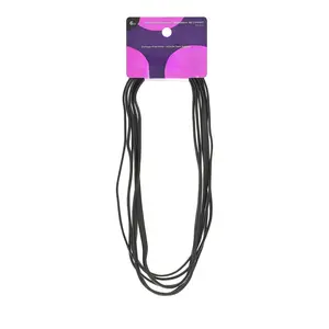 Women's flat narrow headscarf for fine hair, black, 6 pieces