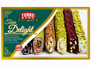 Turko Baba Mixed Wrap Turkish Delight with Cream & Nuts – Assorted Gourmet Lokum 400g