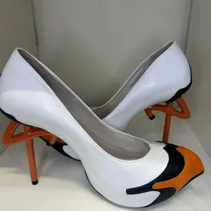 Kobi Levi "Stork" Heels Brand New with Certificate White & Orange High Heels for Women