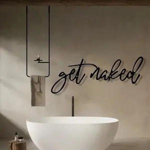 1pc Modern Iron Wall Art Get Naked Sign for Bathroom Decor