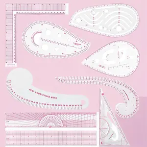 9-Piece Clear Sewing Ruler Set with French Curves - Essential Pattern Making Tools for Beginners to Professionals. Perfect for Fashion Design, Quilting, Embroidery & Crafts