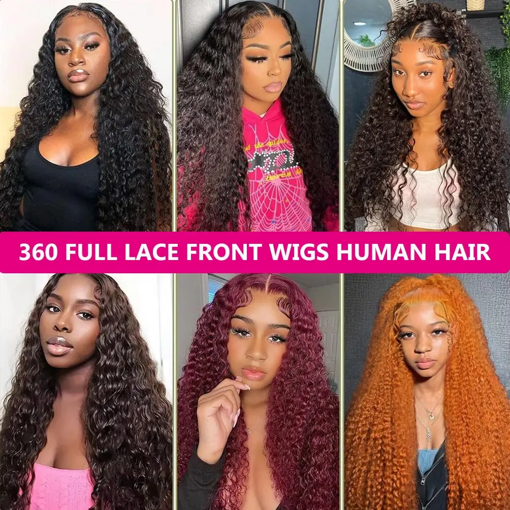 26 Inch Human Hair 360 Lace Front Wig Deep Wave Glueless Pre Plucked 360 Lace Wig Deep Wave Hair Pre Plucked Wigs 360 Frontal  main image 4