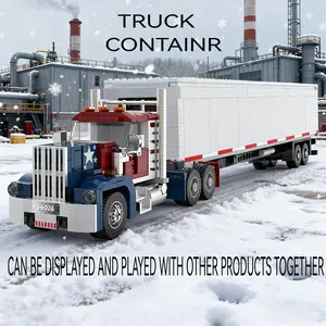 European Truck Head Building Blocks Creative Connectable Container Trailer Model Building Blocks DIY Boys' Holiday Gift, Christmas Gift, Birthday Gift t13 action figure