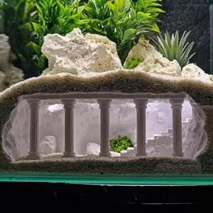 Roman Column Aquarium Cave Ornament Fish Shrimp Hiding Decoration Aquatic Decor Castle Temple for Fish Tank Landscape