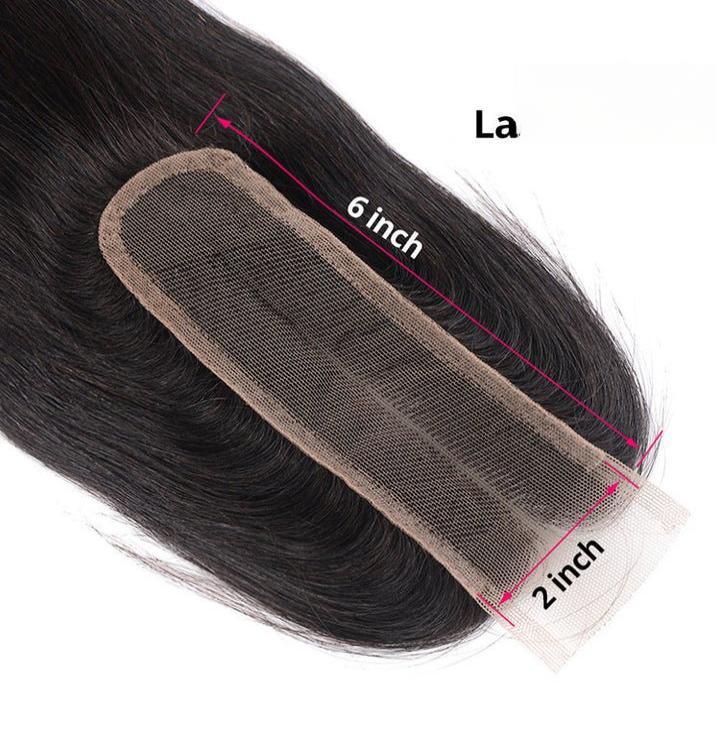 Riverwood 2*6 Lace Closure Straight/Body Wave 100% Virgin Human Hair Middle Part Transparent Lace Natural Black 30grams Hand Tied Strong Invisible Closure
