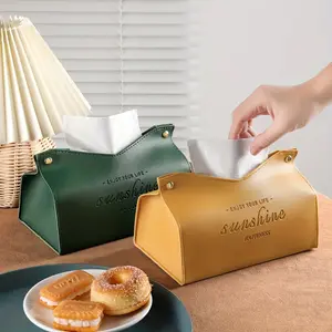 INS Nordic Style Leather Tissue Box Cover, Creative Paper Towel Holder for Living Room Home, Car Tissue Dispenser for Vehicle, Coffee Table Napkin Box, Minimalist Design, Bathroom Accessory