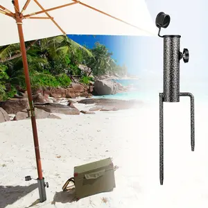Adjustable Portable Sun Umbrella Base, 36cm Long Heavy Duty Ground Plug-in Coated Steel Umbrella Stand Base for 28-32mm Rod Thick Sun Umbrella Outdoor Park Courtyard Beach Ground