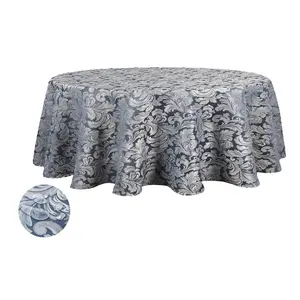Tektrum Heavy Duty 70 inch Round Damask Jacquard Tablecloth Table Cover - Waterproof/Spill Proof/Stain Resistant/Wrinkle Free - Great for Banquet, Parties, Dinner, Kitchen, Wedding (Stone Blue)