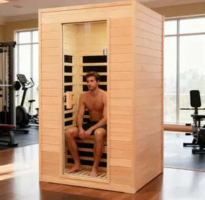 2 Persons Indoor Far Infrared Sauna Room Hemlock Wood Personal Sauna Deto
