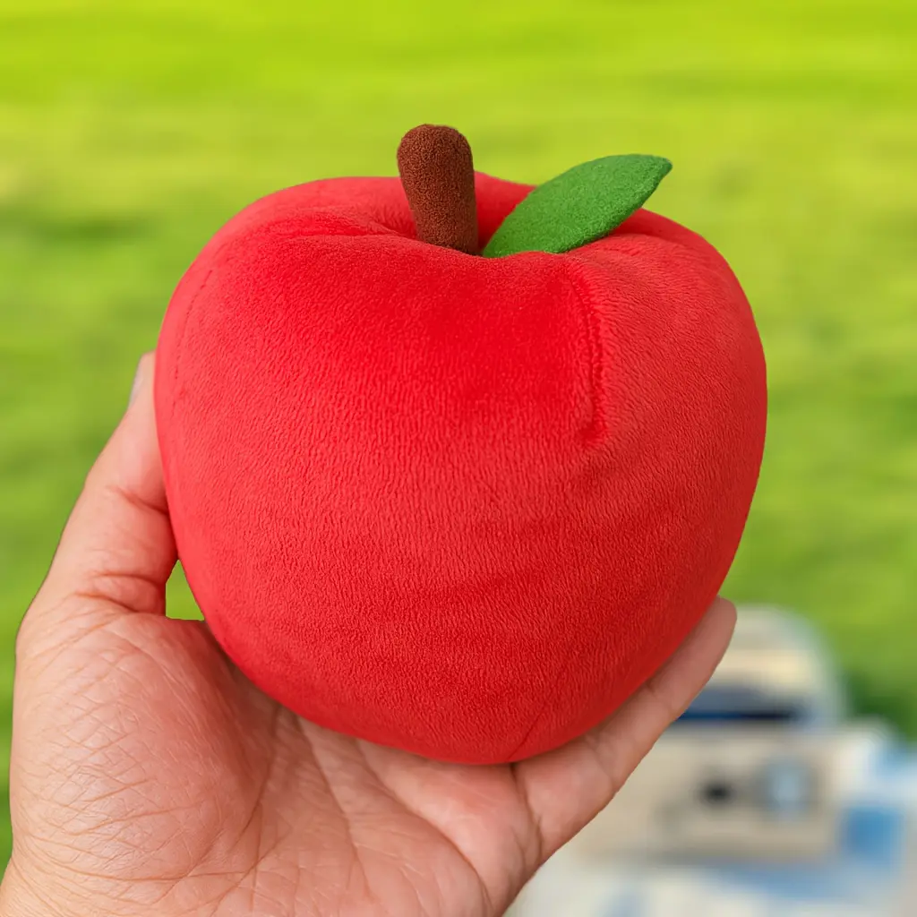 Adorable Look Fruit-Shape Small-Size Plush Fabric Apple Plush Toy, 13cm/5.11in, Christmas Gift, Educational Teaching Aid for Kindergarten Kids, Interactive Companion Toy
