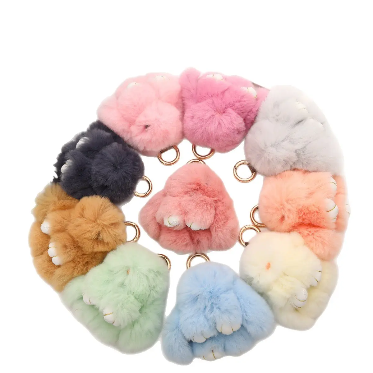 Cute Plush Bunny Keychain, New Style Stuffed Animal Car Keyring, Adorable Rabbit Toy Pendant, Soft Pompom Keychain, Fluffy Bunny Keychain, Cute Soft Keychains, Fuzzy Keychain, Keychain For Bags, Wholesale Available