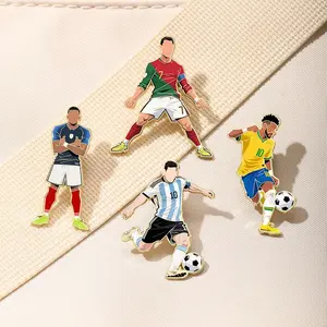 4 PCS 7th Football Player Enamel Brooch Goalkeeper Creative Design Sport Metal Badge Clothe Punk Lapel Pin Jewelry Friend Gift