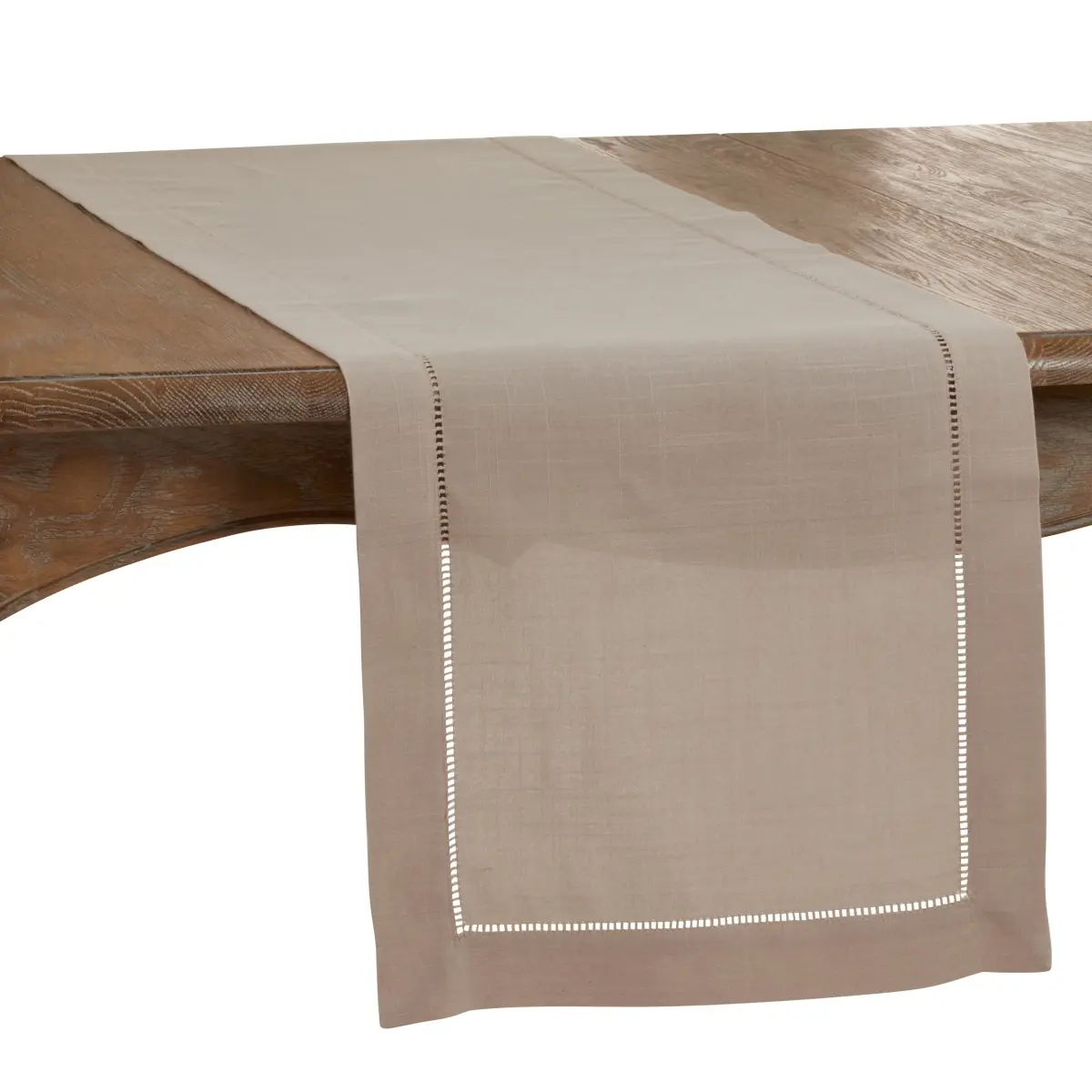 Saro Lifestyle 6308.T1654B 16 x 54 in. Hemstitched Border Table Runner, Taupe