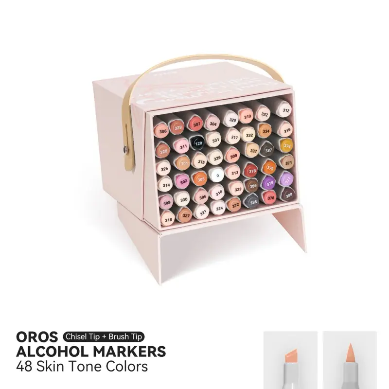 48-Color Skin Tone Alcohol Markers, Dual-Tip Art Supplies Kit with 2 Bonus Colors, Blending Capability, Portable Box for Office & Art Projects