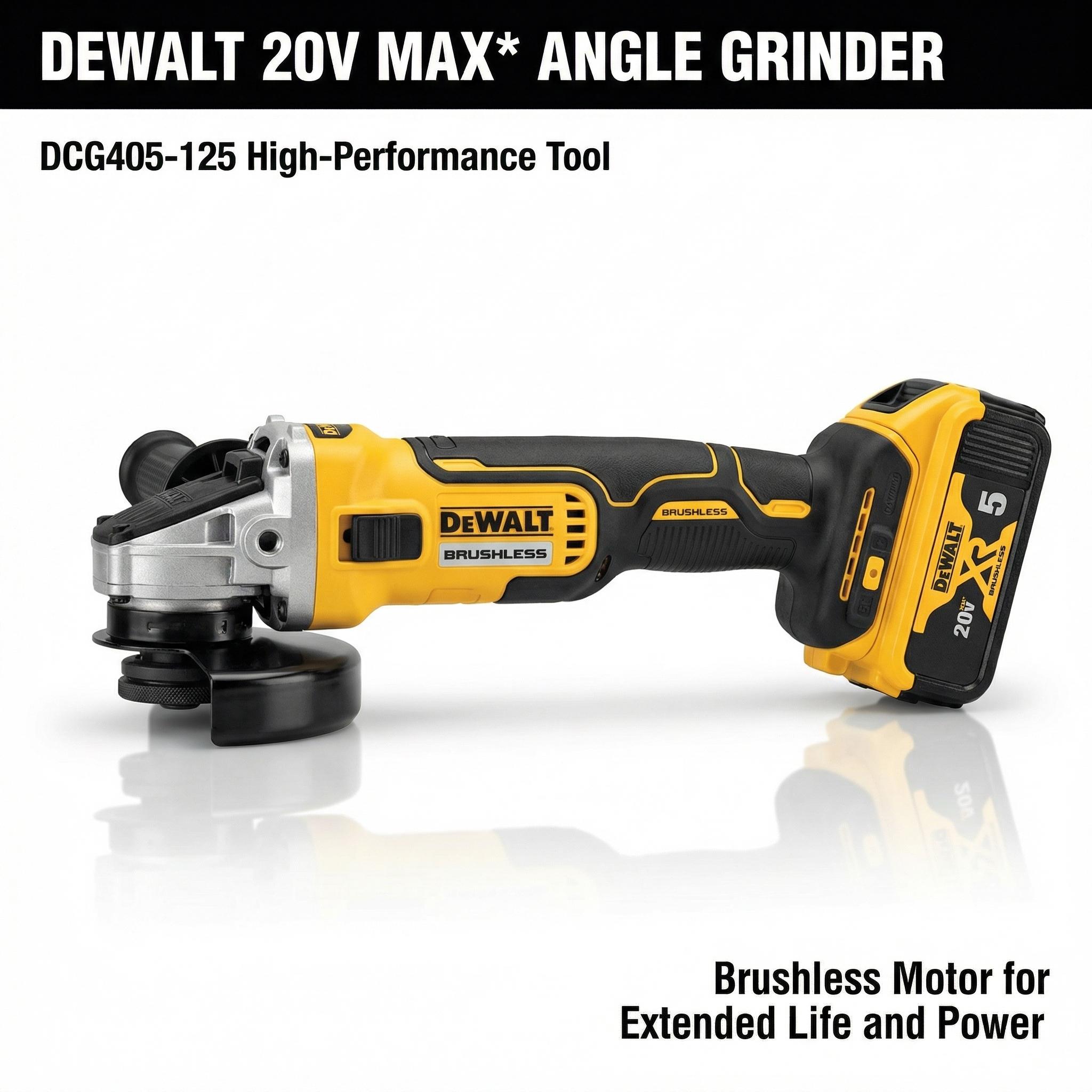 Dewalt DCG405-125 Angle Grinder Kit One Battery Charger Construction Cutting Electric Wrench High Speed