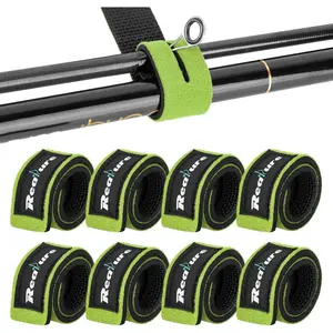8 Pcs Adjustable Neoprene Ties Elastic Fishing Rod Tackle Belt Straps Wrap Protectors for Fixed Casting Rods Spinning Rods & Fly Rods
