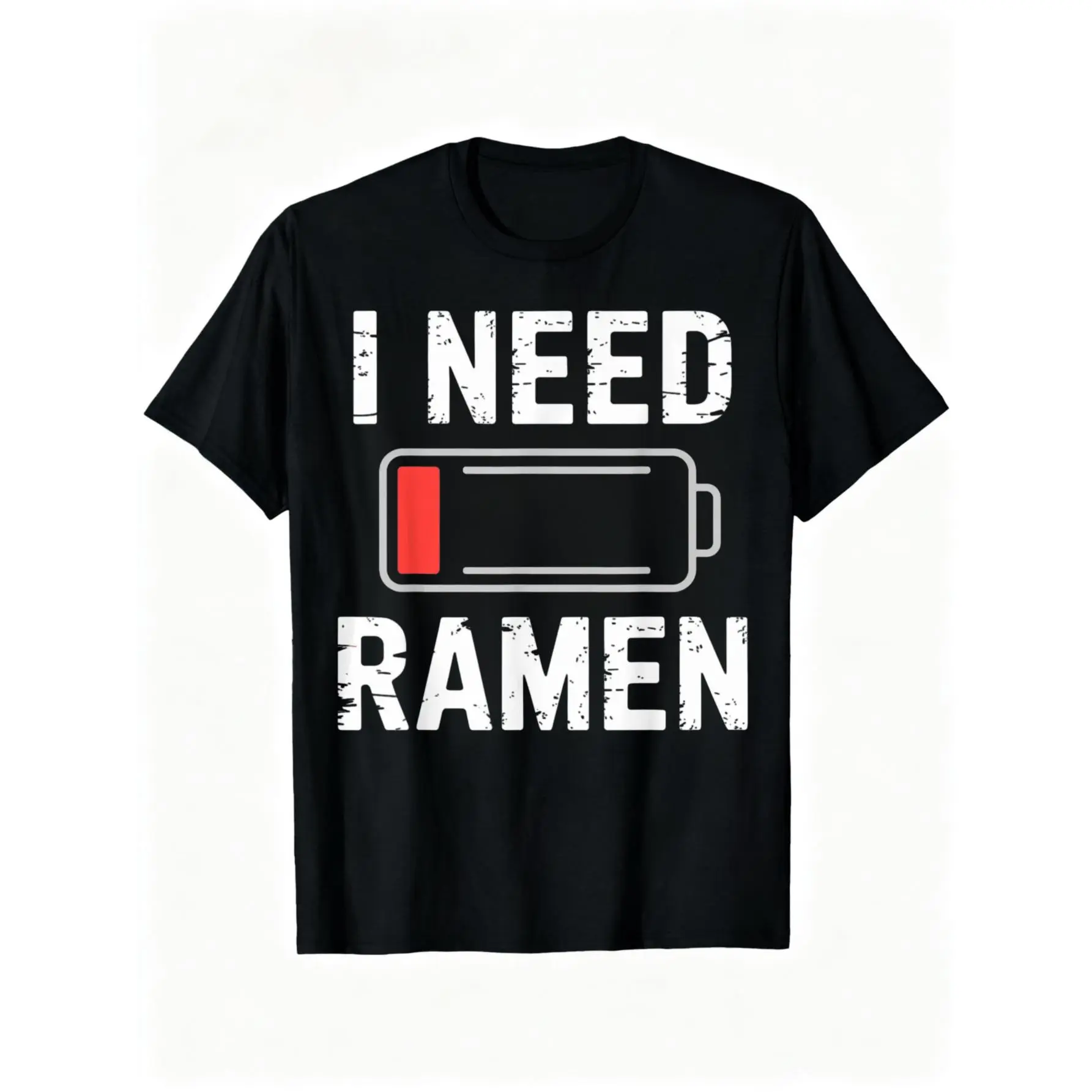 100% Cotton Unisex I Need Ramen Low Battery Japanese Kawaii Food Humor T-Shirt