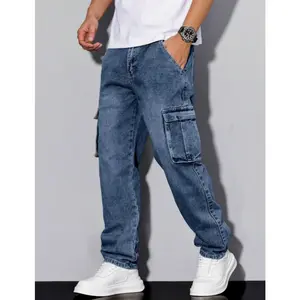 Men's Urban Tactical Cargo Jeans,Vintage Acid Washed Utility Denim,Relaxed Tapered Streetwear Pants,2026 Multi-Pocket Workwear