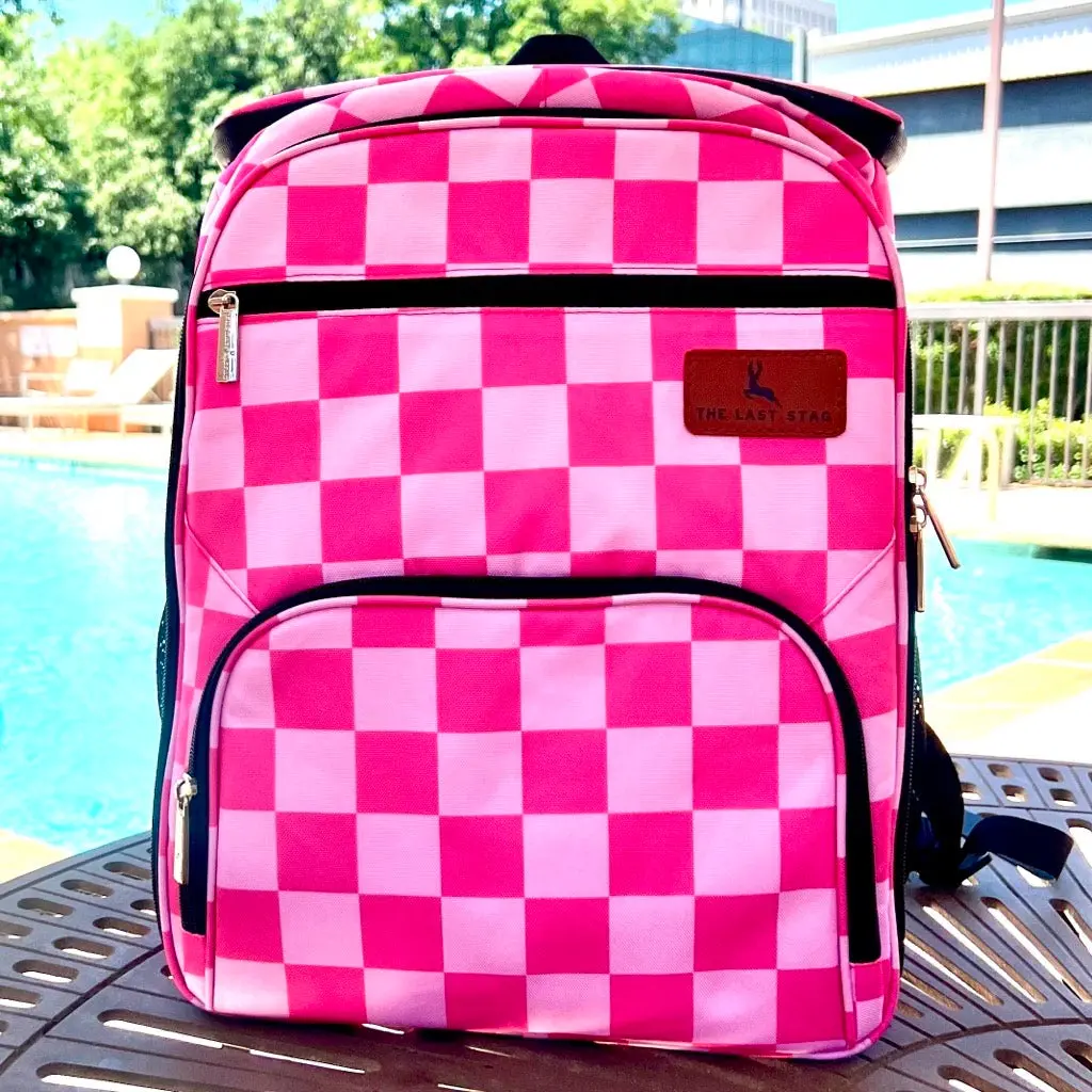 Pink Checkerboard Backpack Cooler Pink Checkerboard Backpack Cooler