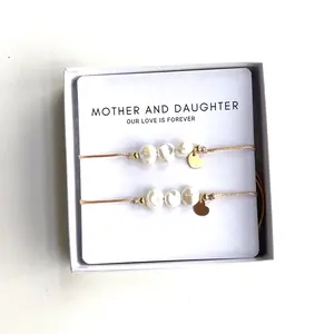 Mother Daughter Pearl Bracelets, Heart bracelets, Waterproof Matching Bracelets