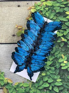 Beautiful Artificial Butterflies  Set of 12 Blue Morpho Butterfly Floral Picks for DIY Decor