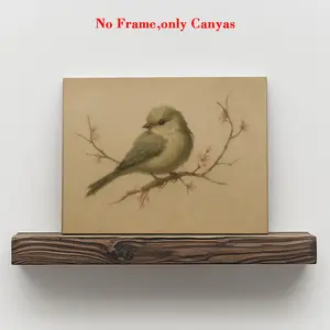 Vintage Poster Wall Art, Spring Bird Canvas Painting, Unframed Painting, Floral Theme Room Decor, Perfect Gift for Living Room & Bedroom