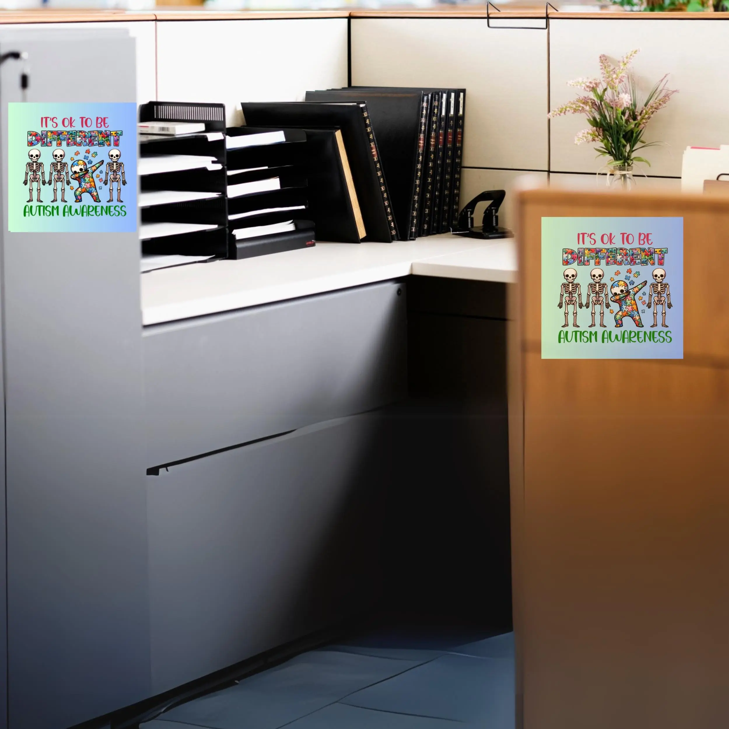 Autism Puzzle Ribbon Magnet & Sticker Set – Design 2