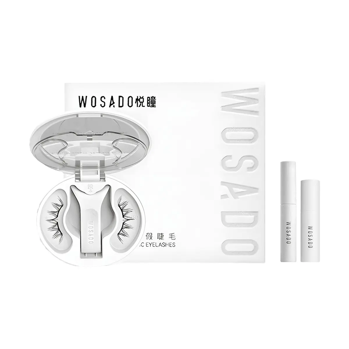 WOSADO Soft Magnetic Eyelashes Makeup Kit, Reusable No-Glue Application for a Natural Look, #Soft Black 2.0 with Gel & 5ml Cleaning Liquid, Accessories Bundle False Eyelashes & Adhesives, Antibacterial