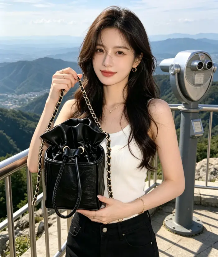 Mini Chain Shoulder Bag, Drawstring Design, Fashionable Women's Handbag, Perfect For Travel And Evening Wear, Unique Gift Choice